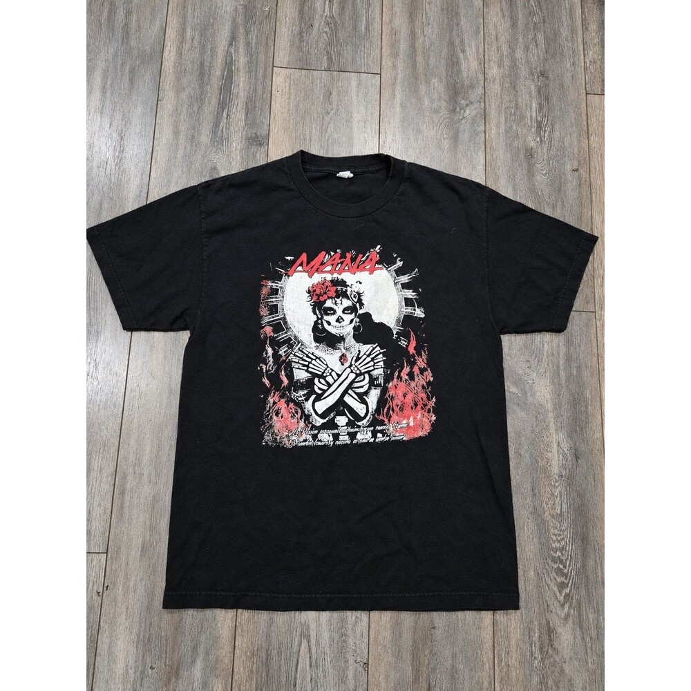 Mana Latino Power Tour 2016 T Shirt L Black Double Sided Mexican Rock Band 22x27